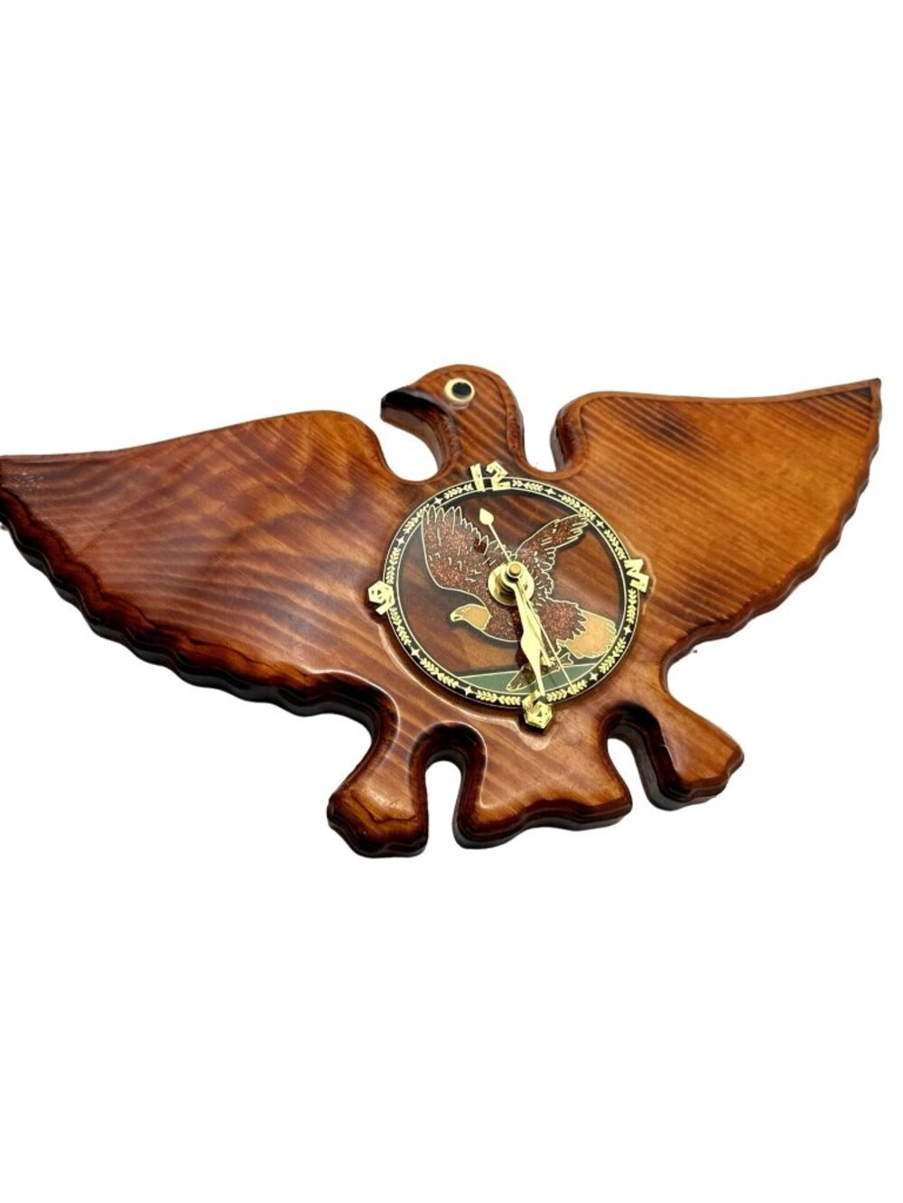 Americana Rustic Wooden Eagle Wall Decor Vintage Brass Detailing READ